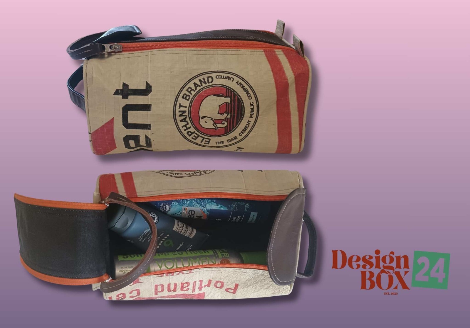  »Kulturbeutel aus recycelten Zementsack«             